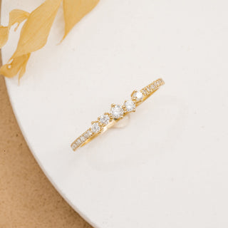 Anillo de compromiso con diamantes redondos en oro de 14 k para mujer 