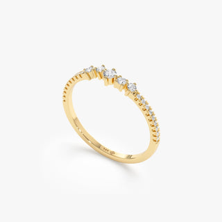 Anillo de compromiso con diamantes redondos en oro de 14 k para mujer 