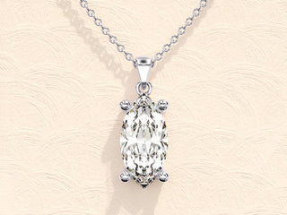 Marquise Cut Solitaire Moissanite Diamond Pendant Necklace