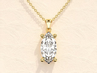 Marquise Cut Solitaire Moissanite Diamond Pendant Necklace