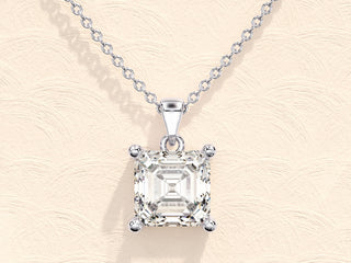 Collier en diamants taille Asscher et moissanite pour femme