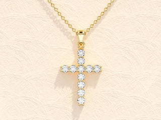 Collier en diamants et moissanite avec croix incrustée pour femme