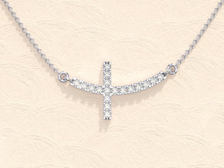 Sideways Cross Diamond Lab Grown Necklace for Women