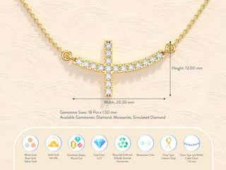 Sideways Cross Diamond Lab Grown Necklace for Women