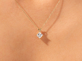 Princess Cut Moissanite Solitaire Diamond Pendant Necklace