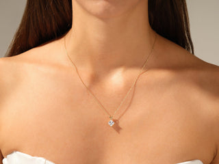 Princess Cut Moissanite Solitaire Diamond Pendant Necklace