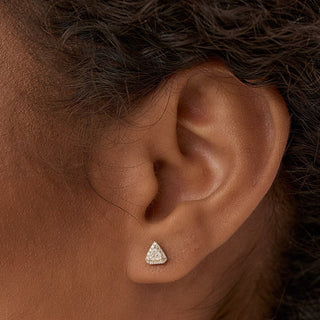 Trilliant Diamond with Halo Setting Stud Earrings for Christmas Gift