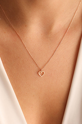 14K Solid Gold Heart Necklace Pendant for Valentine Gift