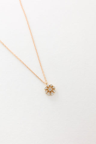 Round Cut Diamond Flower Pendant Necklace for Women