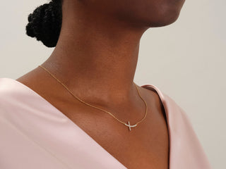 Sideways Cross Diamond Lab Grown Necklace for Women