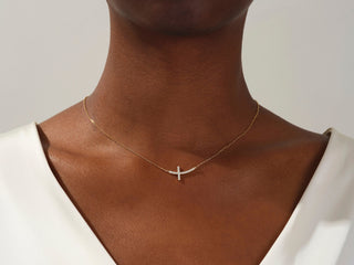 Sideways Cross Diamond Lab Grown Necklace for Women