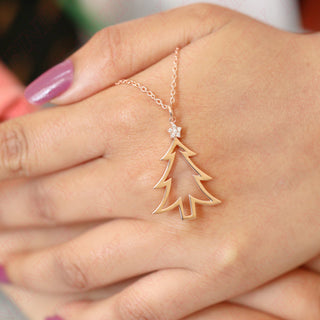 Colgante de árbol de Navidad en oro macizo de 14 k para regalo de Navidad