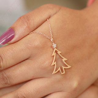 Colgante de árbol de Navidad en oro macizo de 14 k para regalo de Navidad