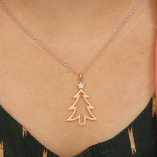 Colgante de árbol de Navidad en oro macizo de 14 k para regalo de Navidad