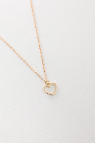 14K Solid Gold Heart Necklace Pendant for Valentine Gift