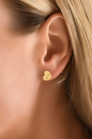 Engraved Name Heart Earrings in Gold Personalized Valentine's Day Gift