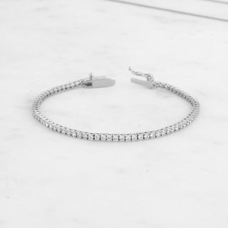 Pulsera de tenis con diamantes y moissanita redonda para mujer