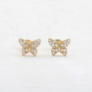 Pendientes de mariposa con diamantes de talla redonda para mujer