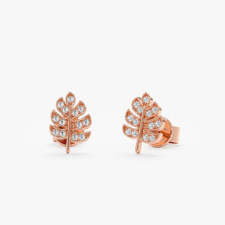 Boucles d'oreilles à tige en forme de feuille de diamant à coupe ronde pour cadeau d'Halloween