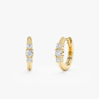 Boucles d'oreilles créoles en diamant taille brillant rond pour femmes 