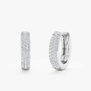 Pendientes de diamantes de moissanita pavé redondos de 0,5 quilates para mujer en oro macizo de 14 k