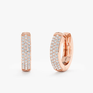 Pendientes de diamantes de moissanita pavé redondos de 0,5 quilates para mujer en oro macizo de 14 k