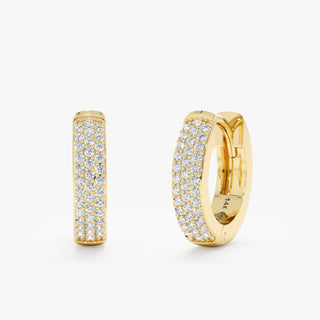 Pendientes de diamantes de moissanita pavé redondos de 0,5 quilates para mujer en oro macizo de 14 k