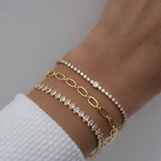 Pulsera de tenis con diamantes de moissanita de talla marquesa para ella 