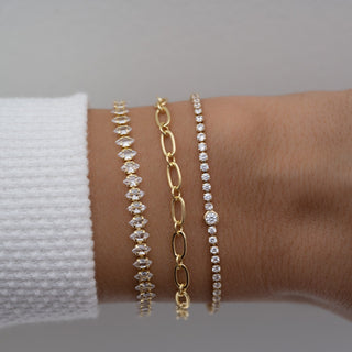 Bracelet tennis en diamant taille marquise et moissanite pour elle 