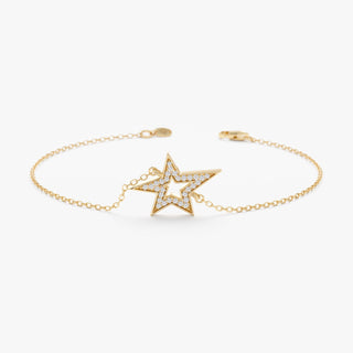 Pulsera de estrella brillante con diamantes de talla redonda para mujer