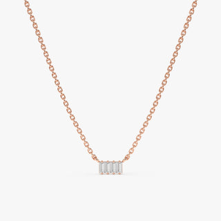 Collier à quatre pierres en diamant taille baguette pour femme 