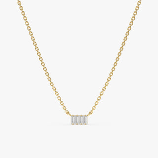 Collier à quatre pierres en diamant taille baguette pour femme 