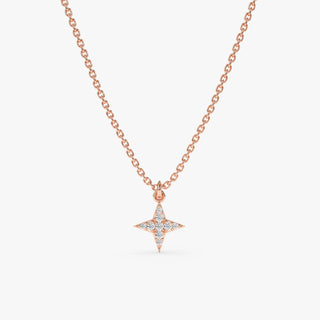 Round Cut Diamond North Star Necklace for Women