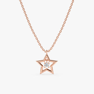 Collar con dije de estrella pequeña con diamantes de talla redonda para ella