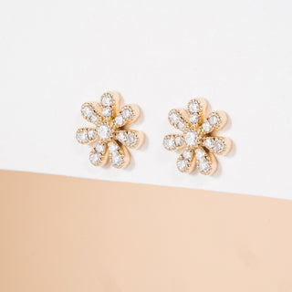 0.18CT Round Floral Moissanite Diamond Stud  Earrings For Women