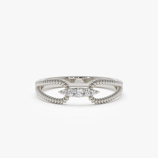 Alliance de mariage à double corde avec diamants taille ronde pour femme