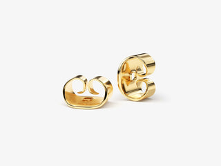 Pendientes de diamantes de moissanita en cruz de talla redonda en oro amarillo