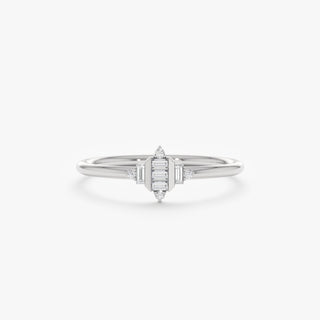 Alliance de mariage en or et moissanite taille baguette de 0,08 TCW