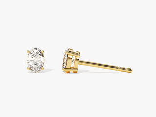 Oval Cut Moissanite Stud Diamond Earrings in Yellow Gold