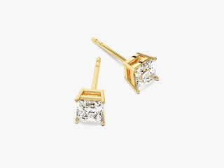 Boucles d'oreilles en or jaune avec diamants et moissanite taille princesse pour femmes