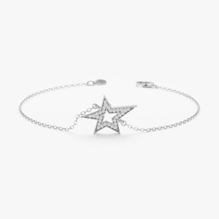 Bracelet étoile brillante en diamant taille ronde pour femme 