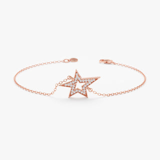 Pulsera de estrella brillante con diamantes de talla redonda para mujer