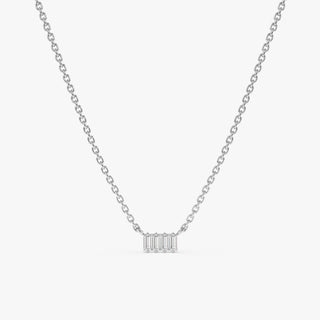 Collier à quatre pierres en diamant taille baguette pour femme 