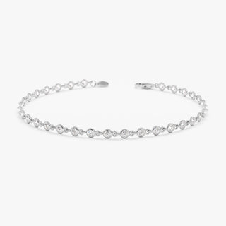 Bracelet de tennis avec diamants taille ronde et lunette sertie pour elle 