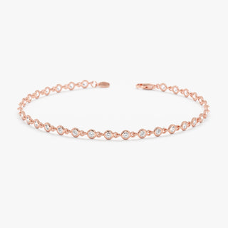 Bracelet de tennis avec diamants taille ronde et lunette sertie pour elle 