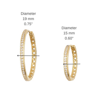 Round Cut Diamond Hoop Lightweight Earrings in Yellow Gold