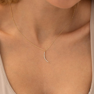 Crescent Moon Moissanite Diamond Necklace for Women