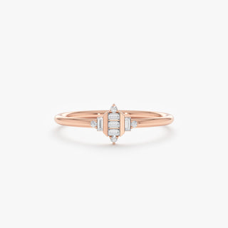 Bague de mariage en or avec diamants taille baguette pour femme