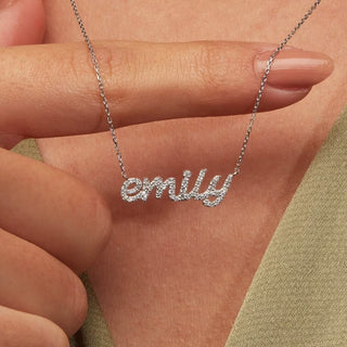 Collar de diamantes de moissanita con placa de identificación personalizada para mujer