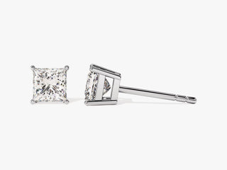 Princess Cut Moissanite Diamond Earrings for Women in Yellow Gold